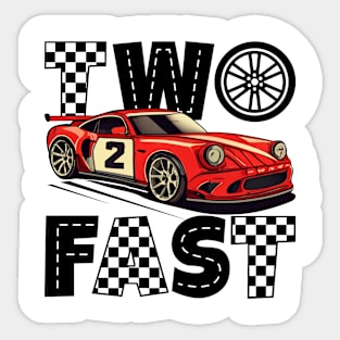 Two Fast 2 Curious Racing Birthday 2 Years Old Boys B-day Sticker